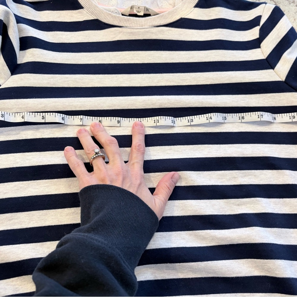 Boden Navy and White Lace Trim crew neck sweatshirt - Picture 7 of 7